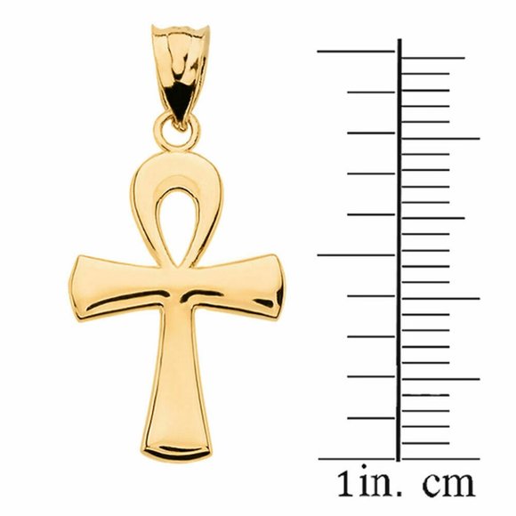 10k Rose Gold Egyptian Ankh Cross Pendant Necklace